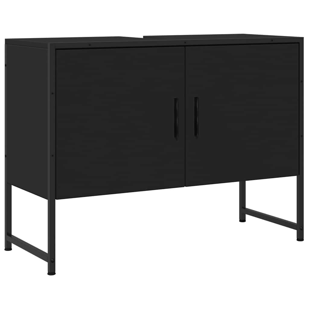 Waschbeckenunterschrank Schwarz 80x33x60 cm Holzwerkstoff